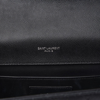 Saint Laurent Grain De Poudre Textured Mixed Matelasse Triquilt Medium Monogram Satchel Black 6 of 13