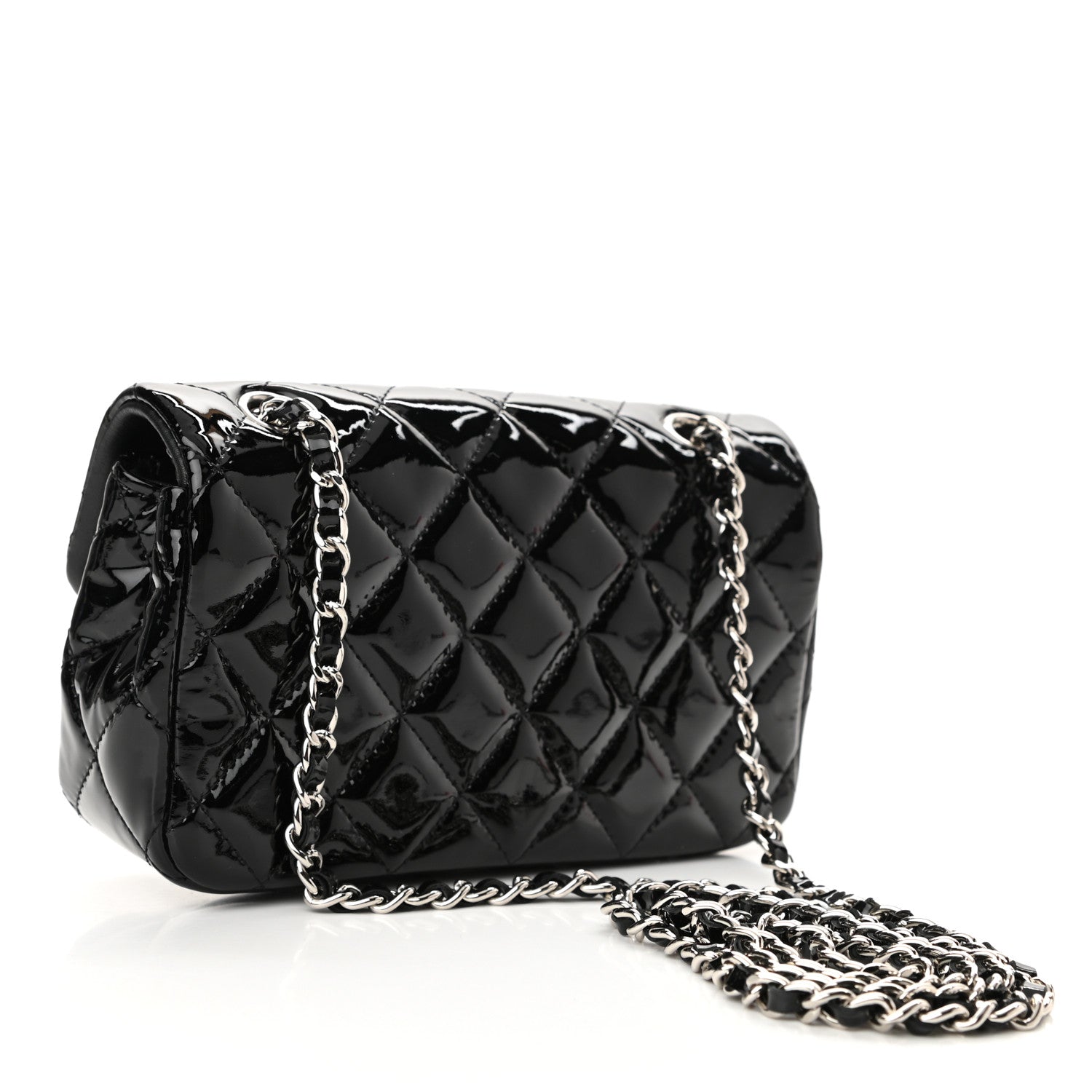 Chanel Patent Calfskin Quilted Extra Mini Rectangular Flap Black 3 of 10