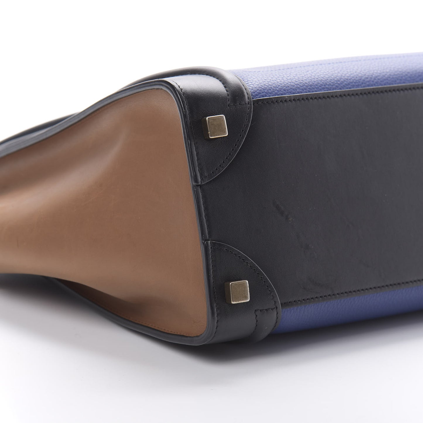 Drummed Calfskin Micro Tri-Color Luggage Indigo