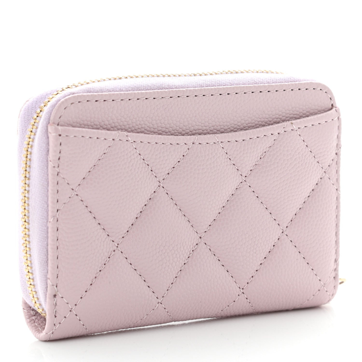 Chanel Caviar Quilted Zip Coin Purse Wallet Pink 3 of 9