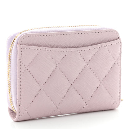 Chanel Caviar Quilted Zip Coin Purse Wallet Pink 3 of 9