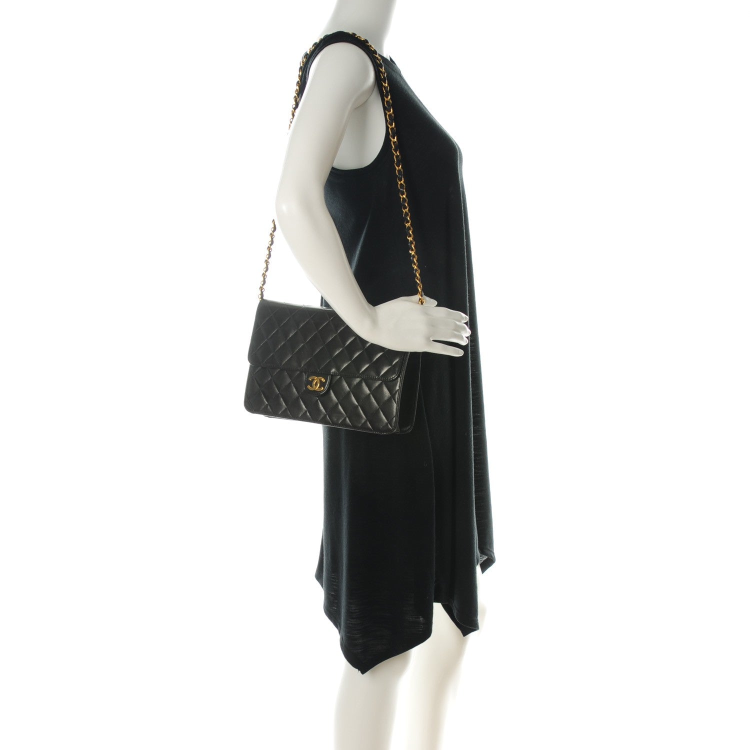 Chanel Lambskin Quilted Medium Single Flap Black 2 of 9