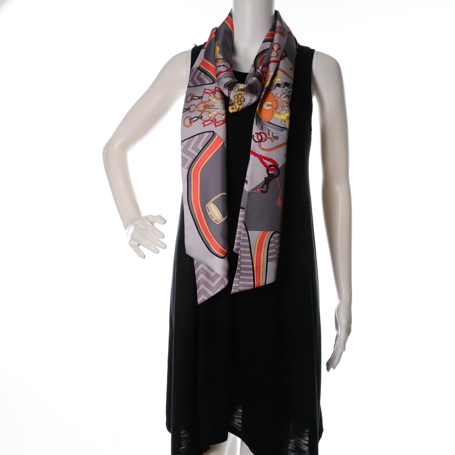 Hermes Silk Bouquets Selliers Maxi Twilly Gris Orange Vert d'Eau 2 of 6