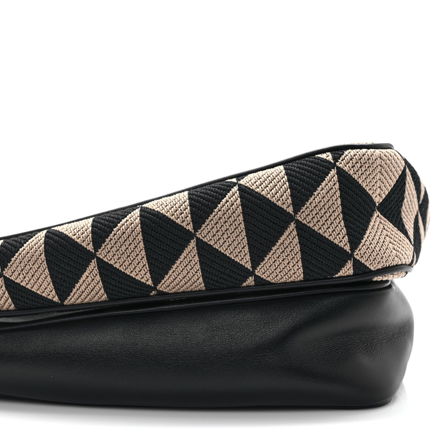 Prada Jacquard Calfskin Triangolo Symbole Embroidered Mini Triangle Double Bag Black Corda 8 of 9