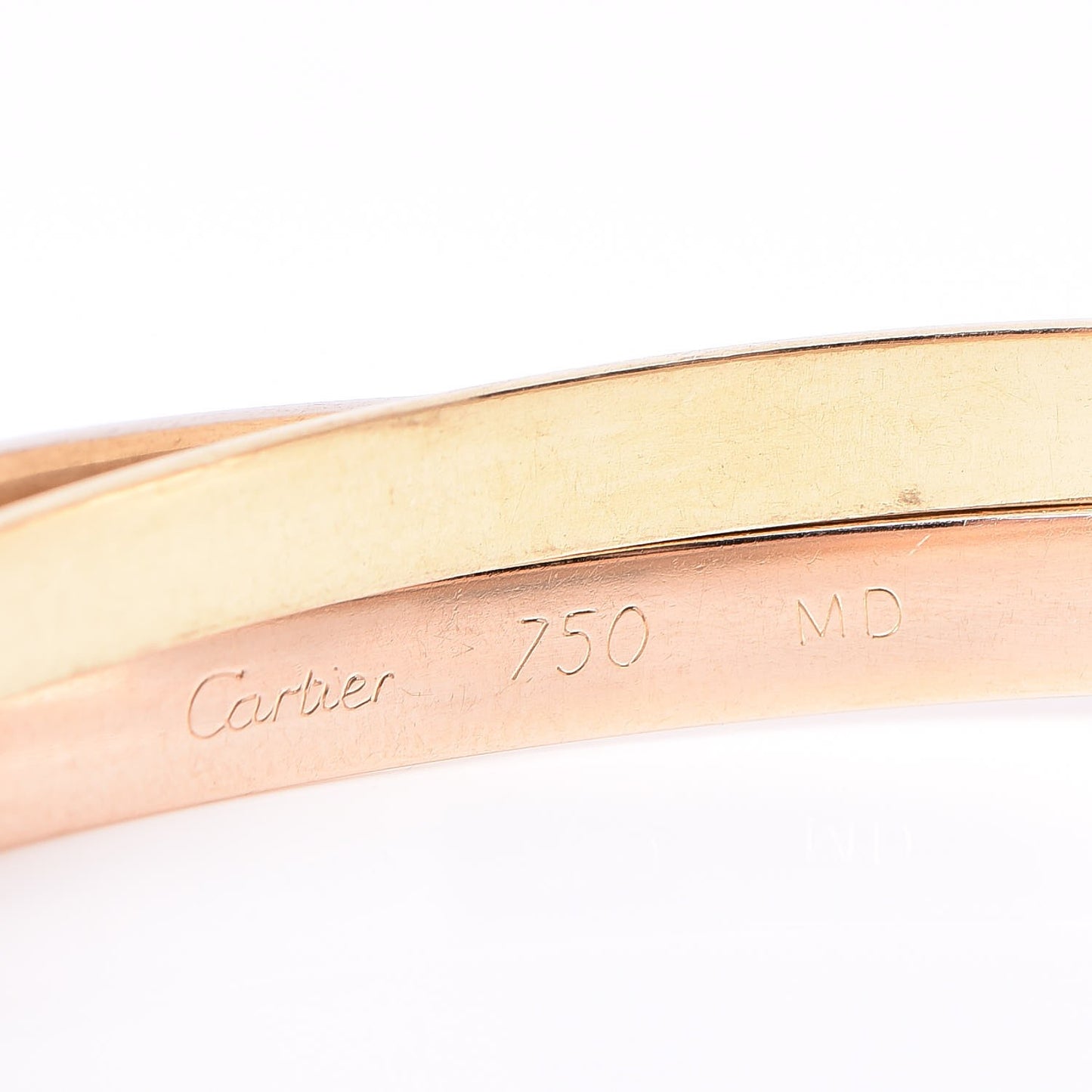18K Pink Yellow White Gold Trinity Bangle