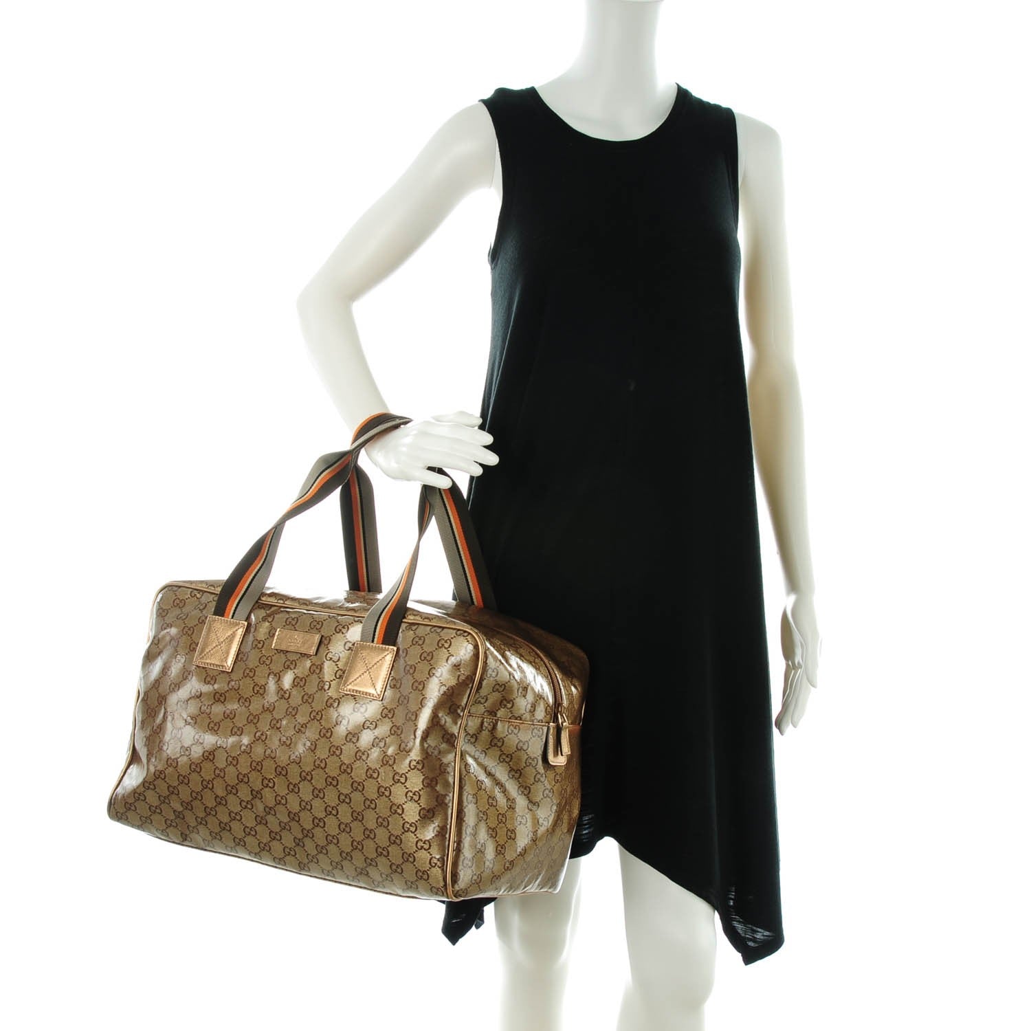 Gucci Crystal Monogram Web Medium Collapsible Carry On Duffle Bronze 2 of 7