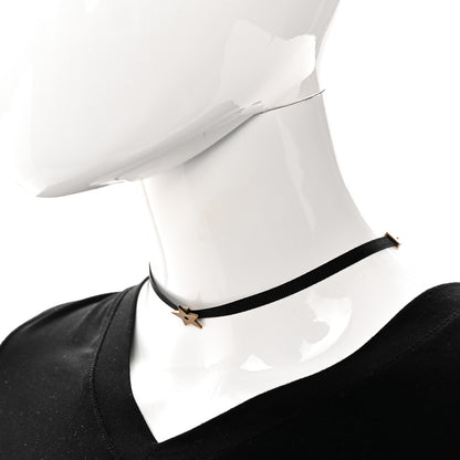 Christian Dior Grosgrain Ribbon Star Choker Necklace Black 2 of 4