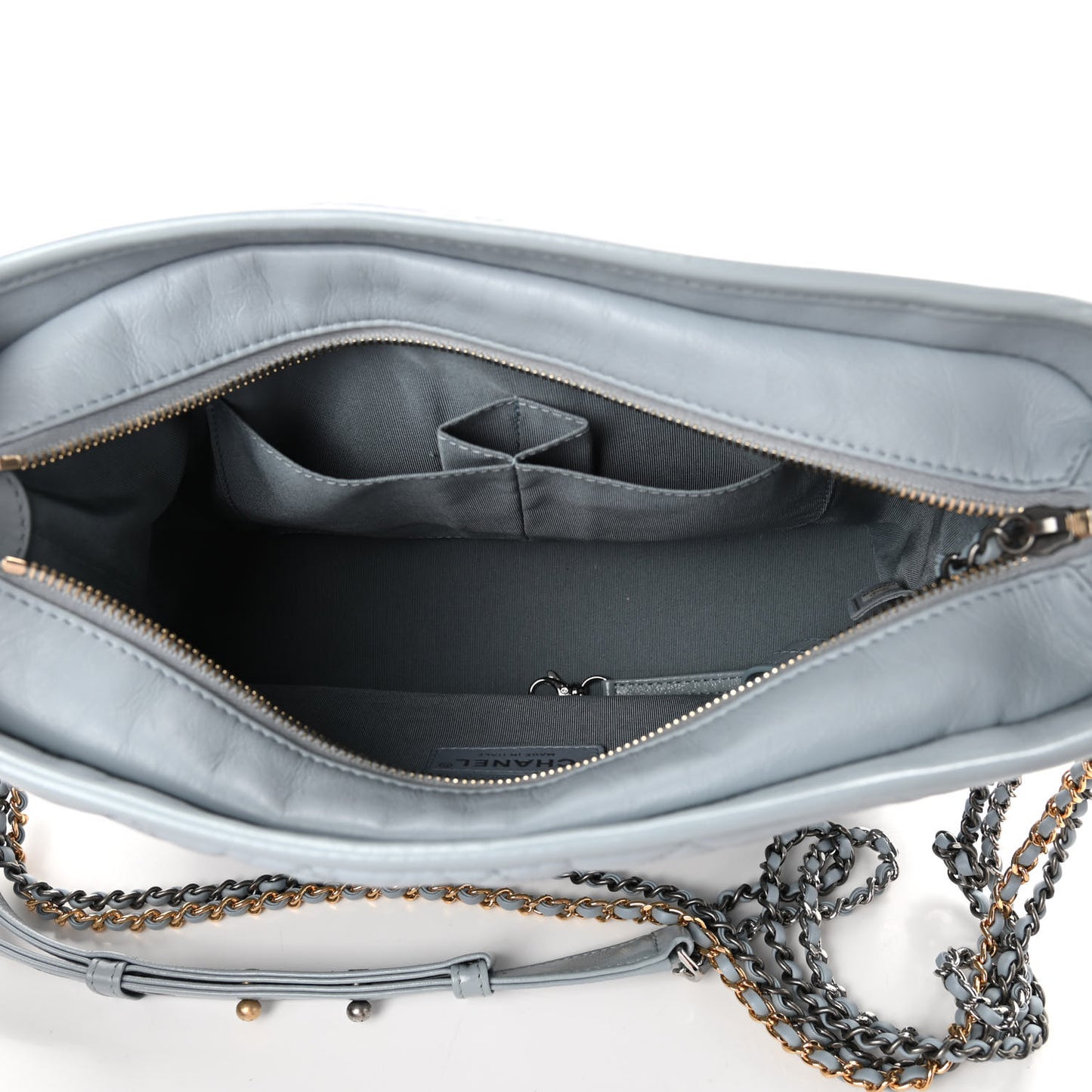 Aged Calfskin Quilted Medium Gabrielle Hobo Light Blue