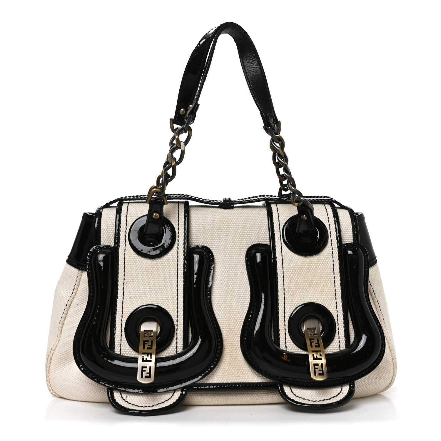 Fendi Canvas Patent B Bag  Corda Black 1 of 10