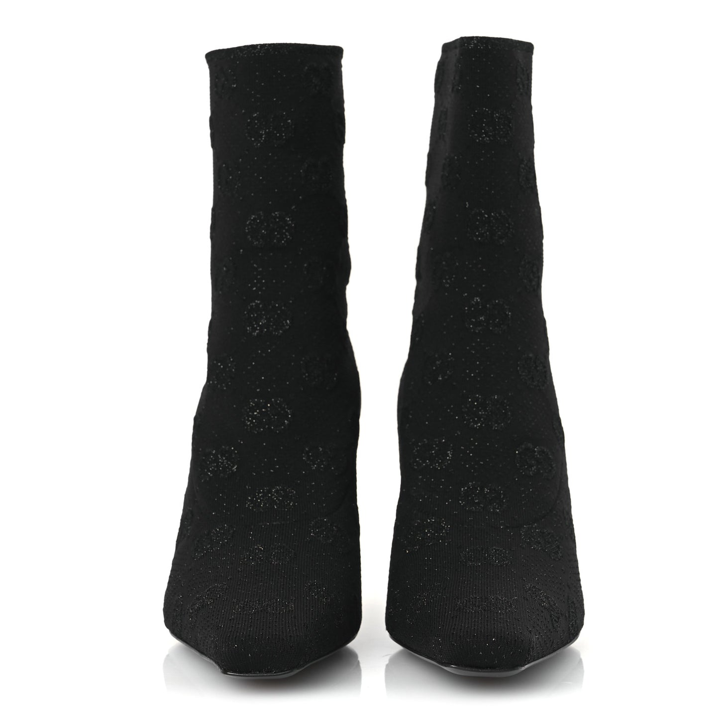 Technical Jersey Knit GG Monogram Square G 75mm Ankle Boots 38 Black Gray