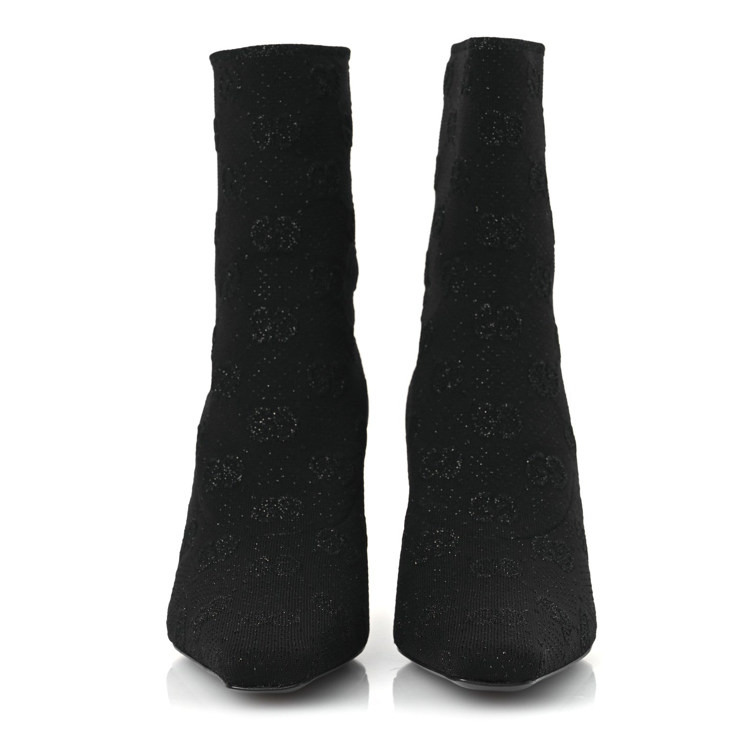 Gucci Technical Jersey Knit GG Monogram Square G 75mm Ankle Boots 38 Black Gray 3 of 11