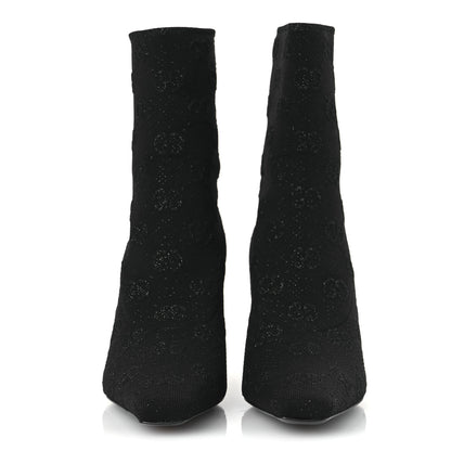 Gucci Technical Jersey Knit GG Monogram Square G 75mm Ankle Boots 38 Black Gray 3 of 11