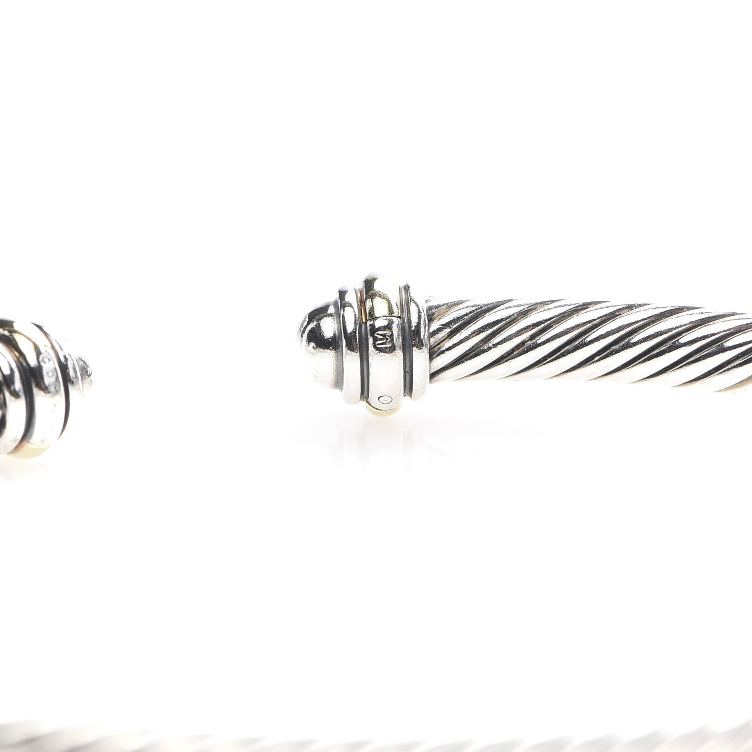 David Yurman Sterling Silver 18K Yellow Gold 4mm Cable Classics Bracelet 4 of 5