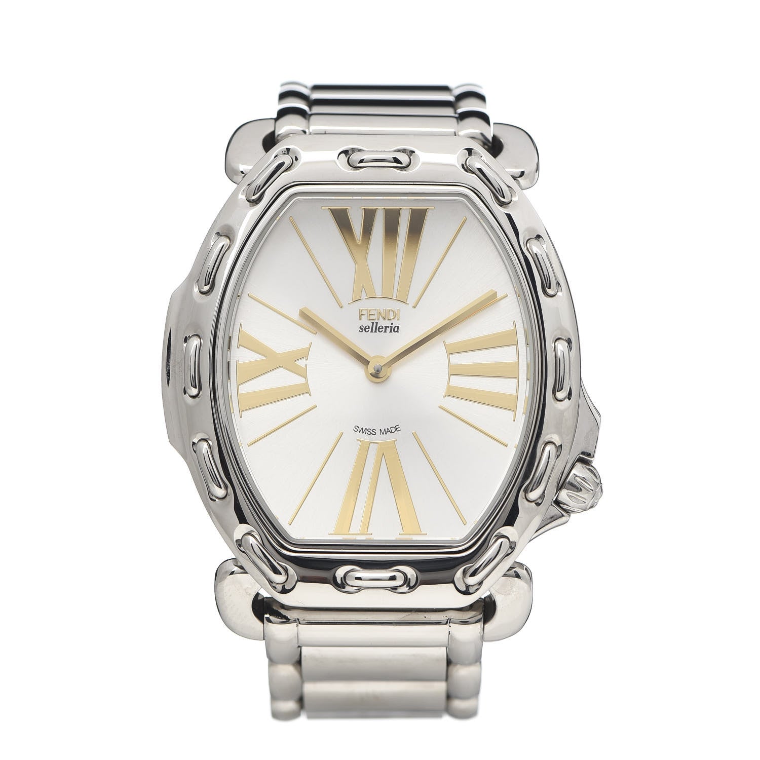 Fendi Stainless Steel 34mm Selleria Tonneau Quartz Watch 1 of 8