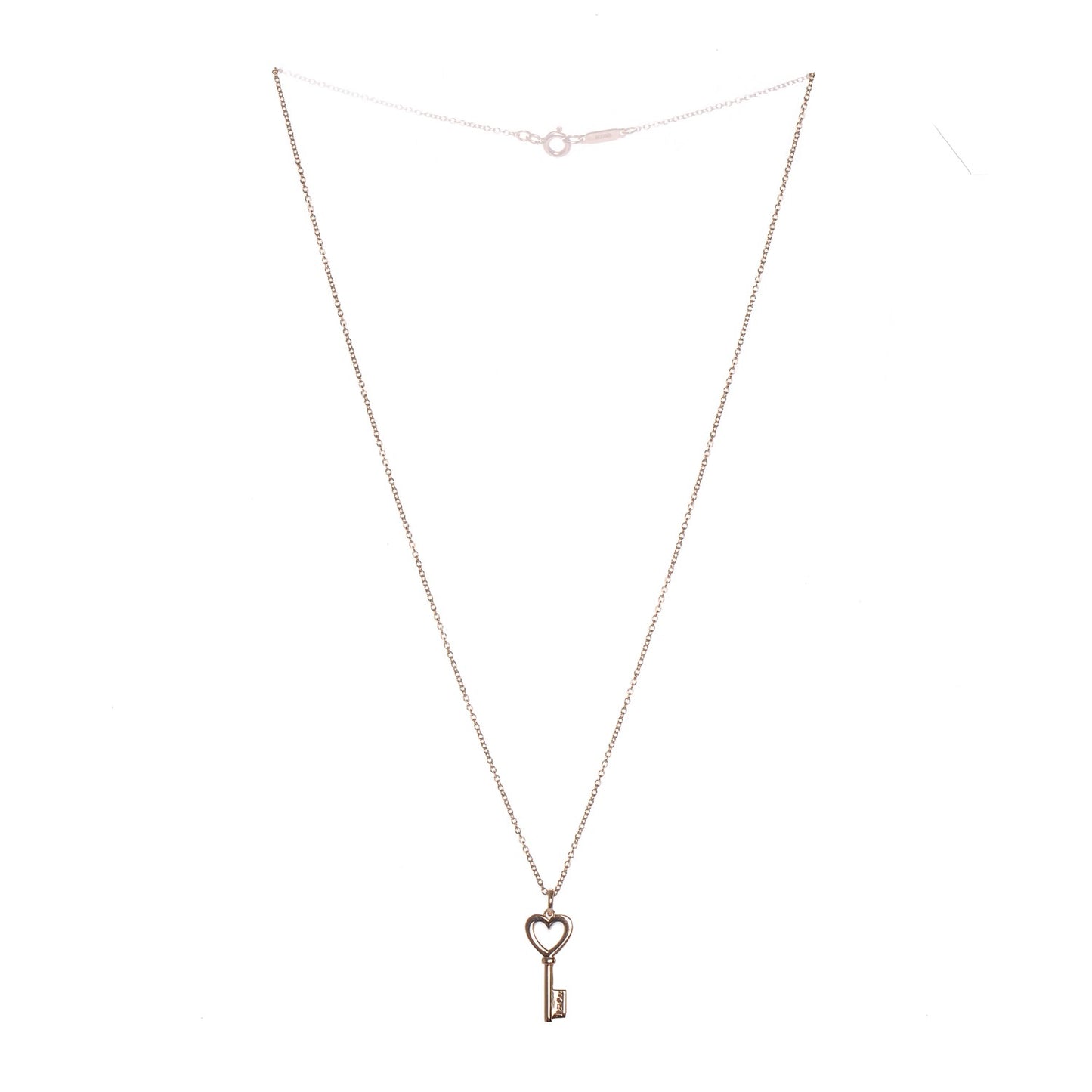 18K Rose Gold Mini Heart Key Pendant Necklace