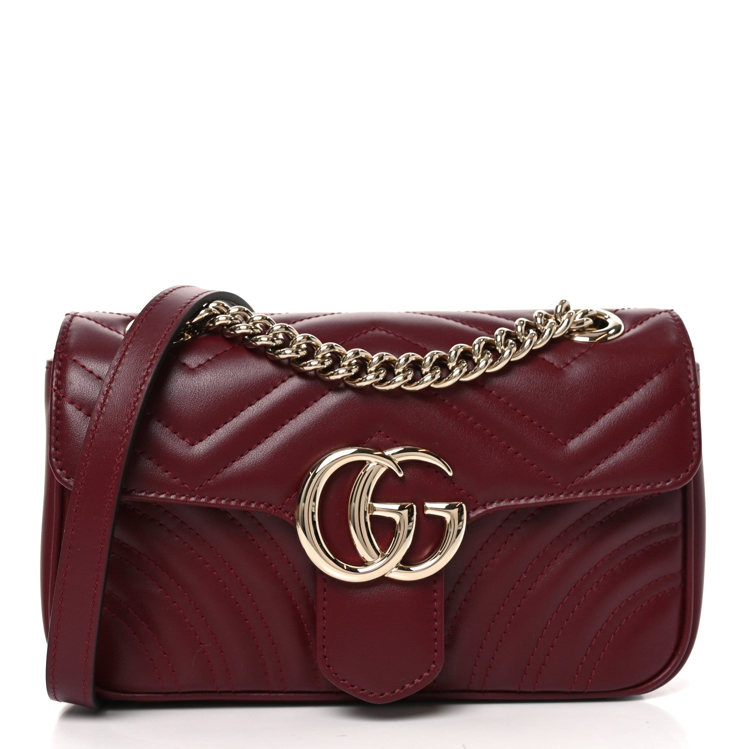 Gucci Calfskin Matelasse Small GG Marmont Shoulder Bag Rosso Ancora Red 1 of 10