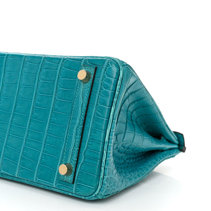 Hermes Matte Alligator Birkin 25 Bleu Paon 10 of 11