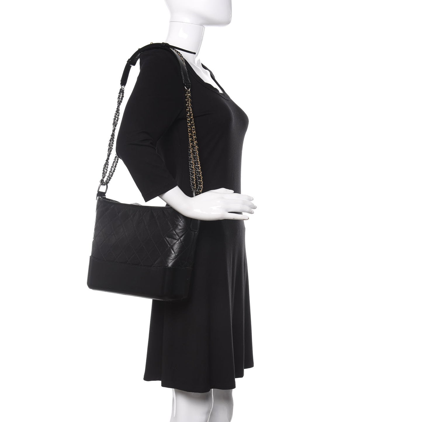 Aged Calfskin Quilted Medium Gabrielle Hobo Black