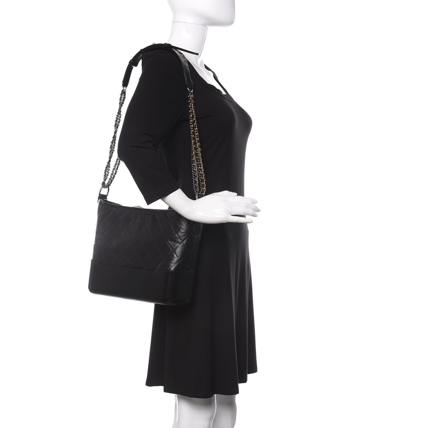 Chanel Aged Calfskin Quilted Medium Gabrielle Hobo Black 2 of 9