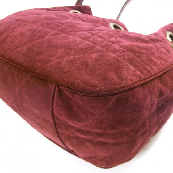Suede Drawstring Cannage Bag Red