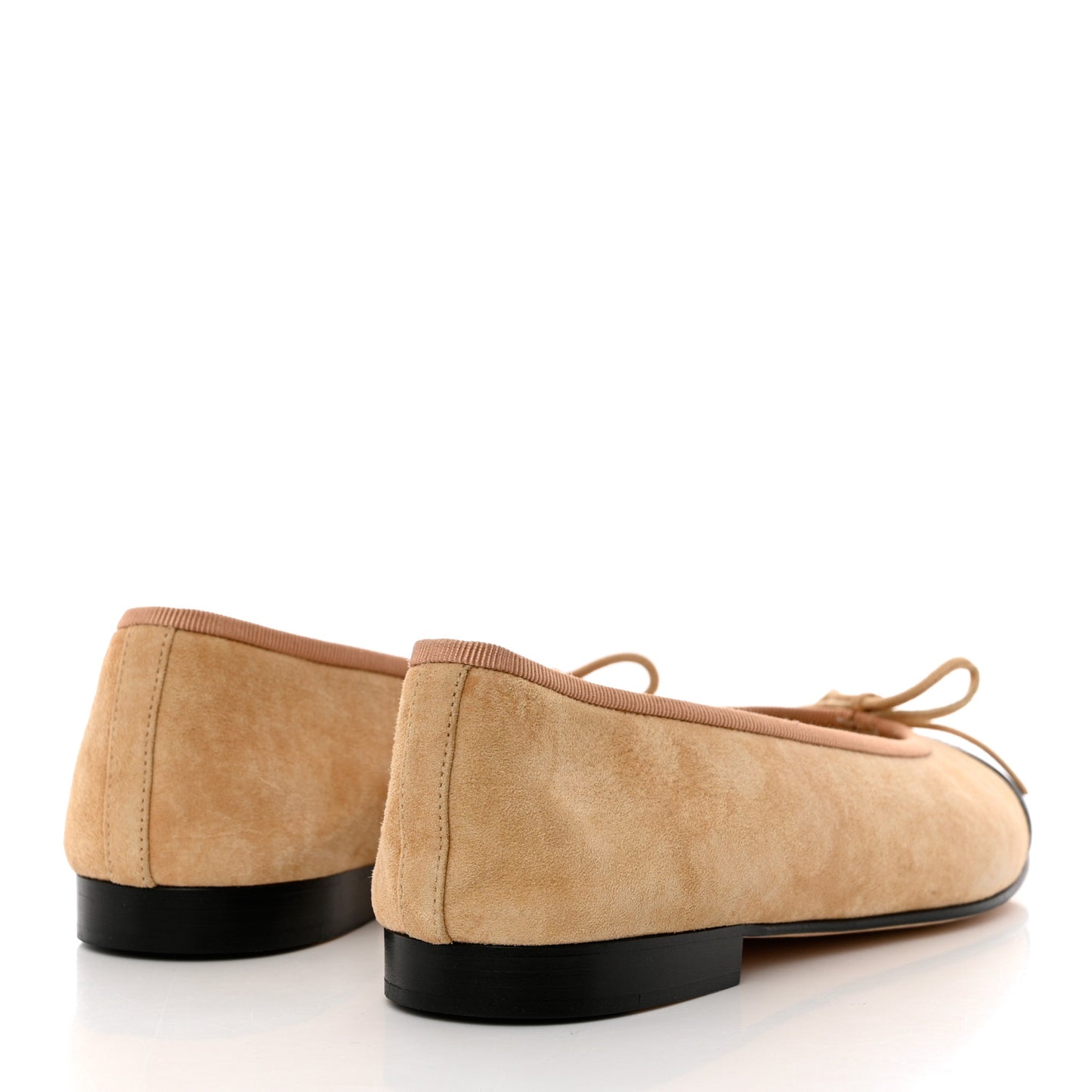 Suede Cap Toe CC Ballerina Flats 38.5 Beige Black