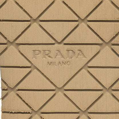 Prada Raffia Metal Triangle Logo Woven Flatform 35mm Slide Sandals 37 Naturale 7 of 10
