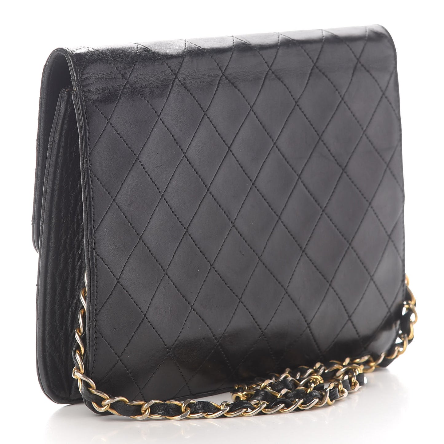 Lambskin Quilted Small Single Flap Black