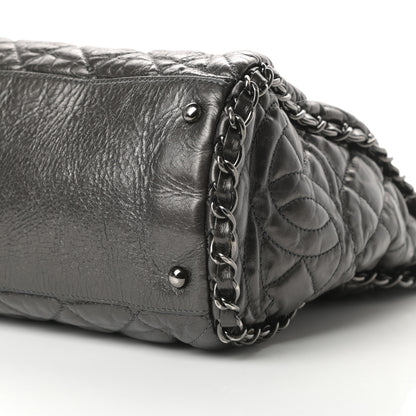 Chanel Metallic Calfskin Quilted Large Chain Me Hobo Dark Grey 10 of 11