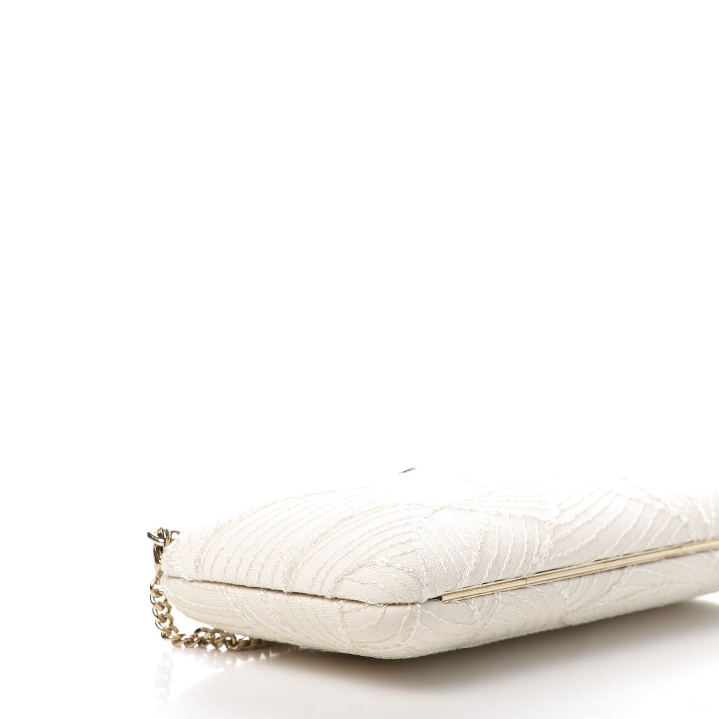 Suede Sequin Embroidered Ellipse Clutch Ivory