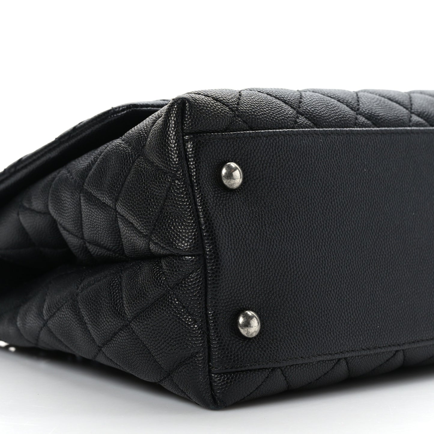Caviar Lizard Embossed Quilted Small Coco Handle Flap Black