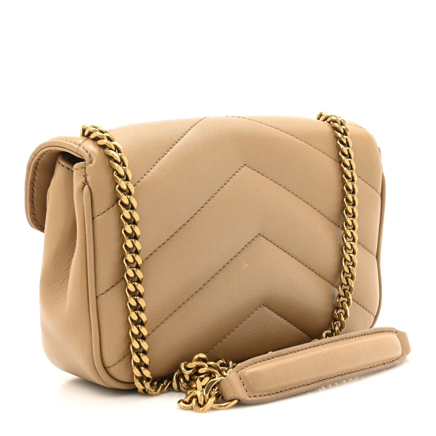 Lambskin Chevron Quilted Mini Loulou Bag Havana Brown