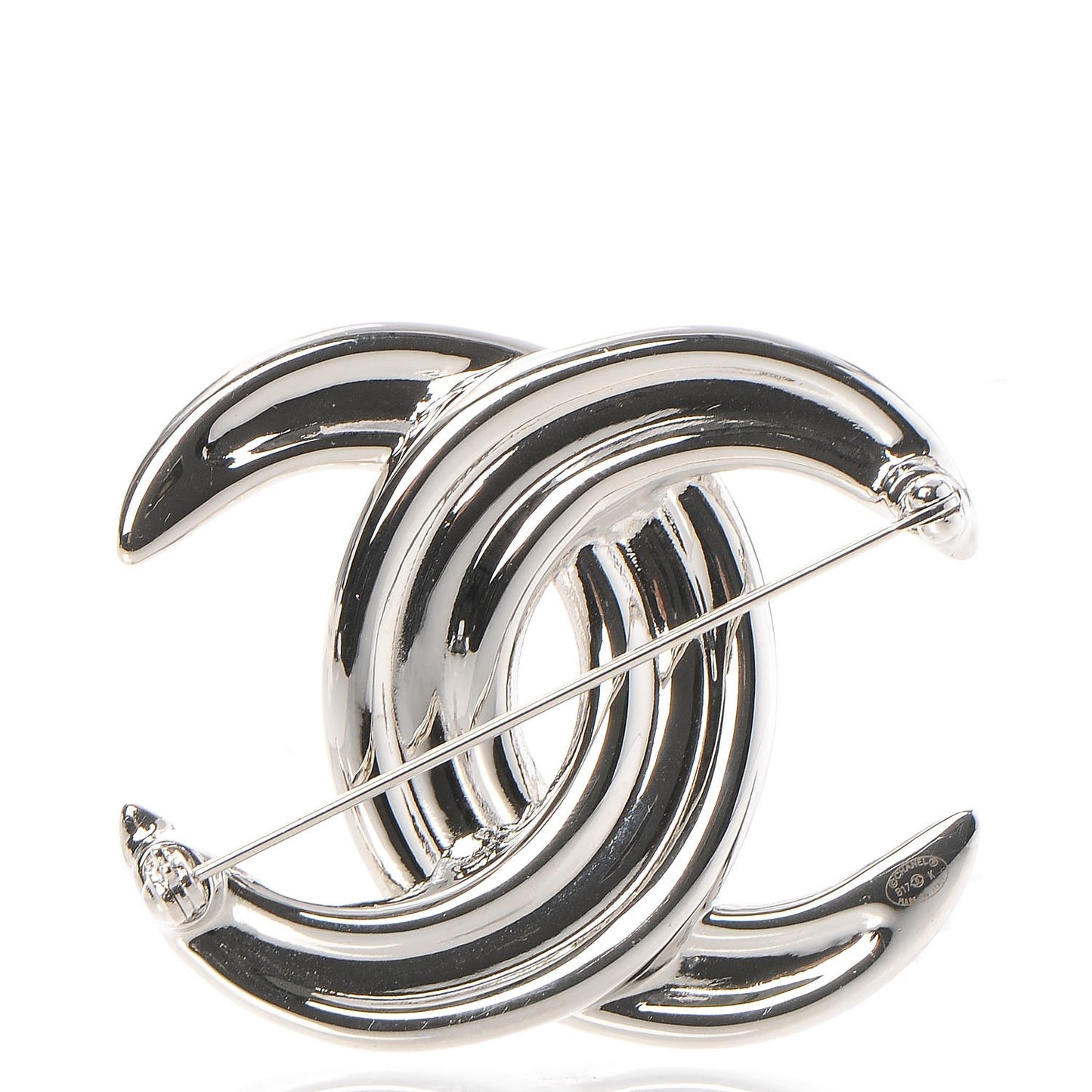 Baguette Crystal CC Brooch Silver