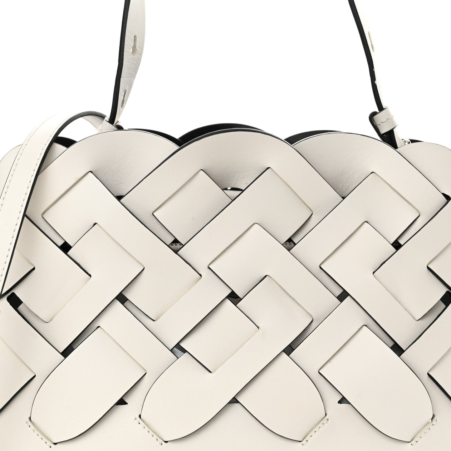 Vitello Intreccio Tress Handbag White Black