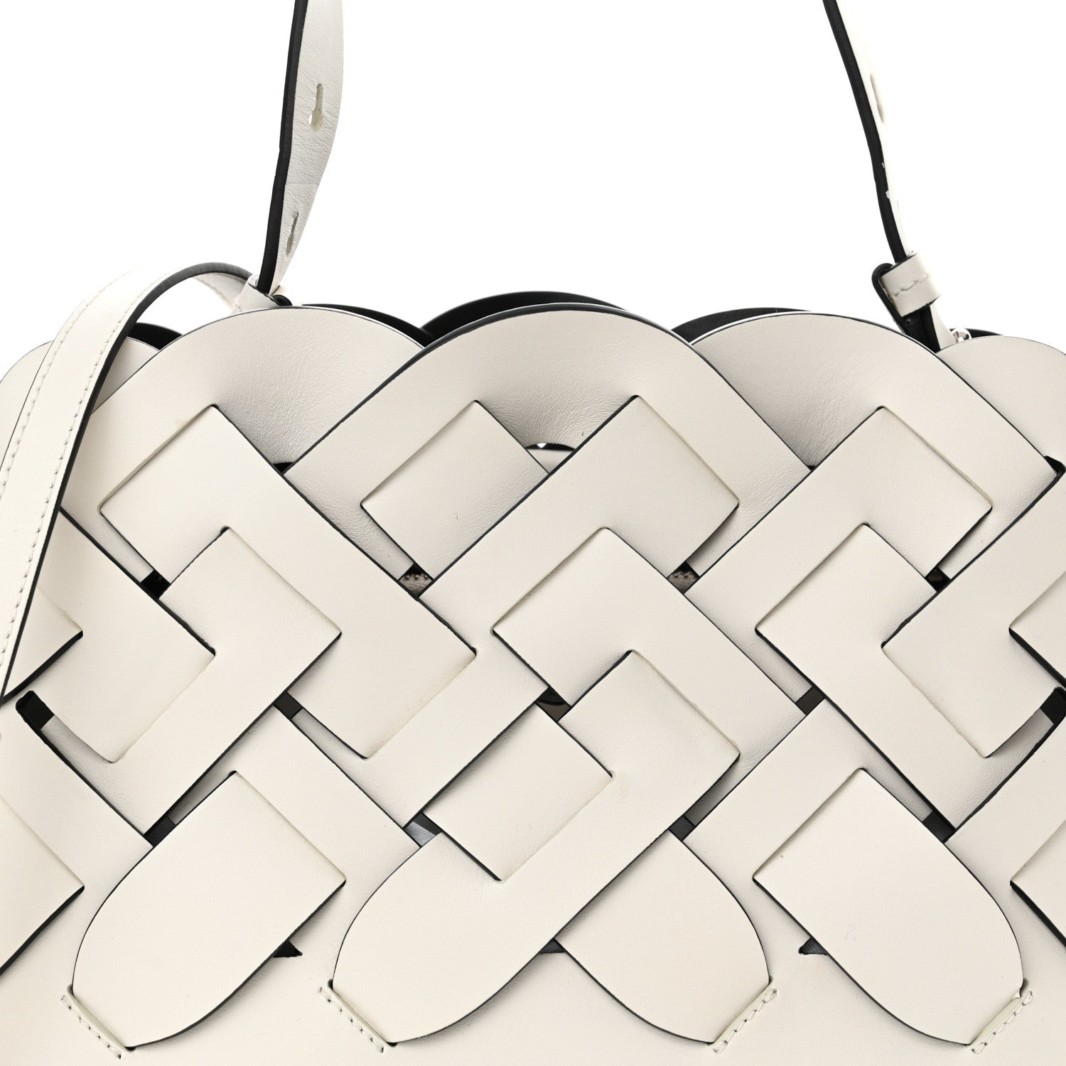 Prada Vitello Intreccio Tress Handbag White Black 7 of 10