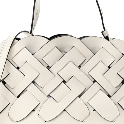 Prada Vitello Intreccio Tress Handbag White Black 7 of 10