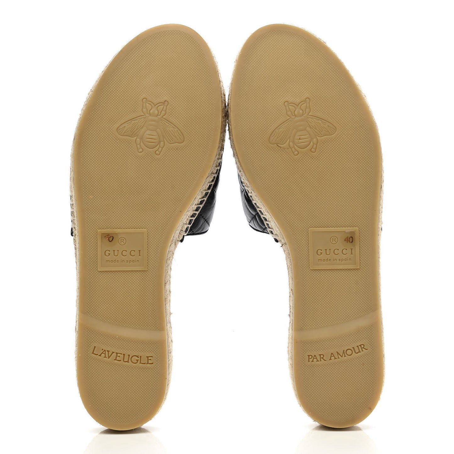 Nappa Matelasse GG Marmont Espadrille Slide Sandals 40 Black