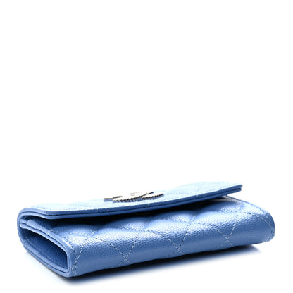 Chanel Caviar Quilted Textured CC Flap Card Holder Blue 4 of 9