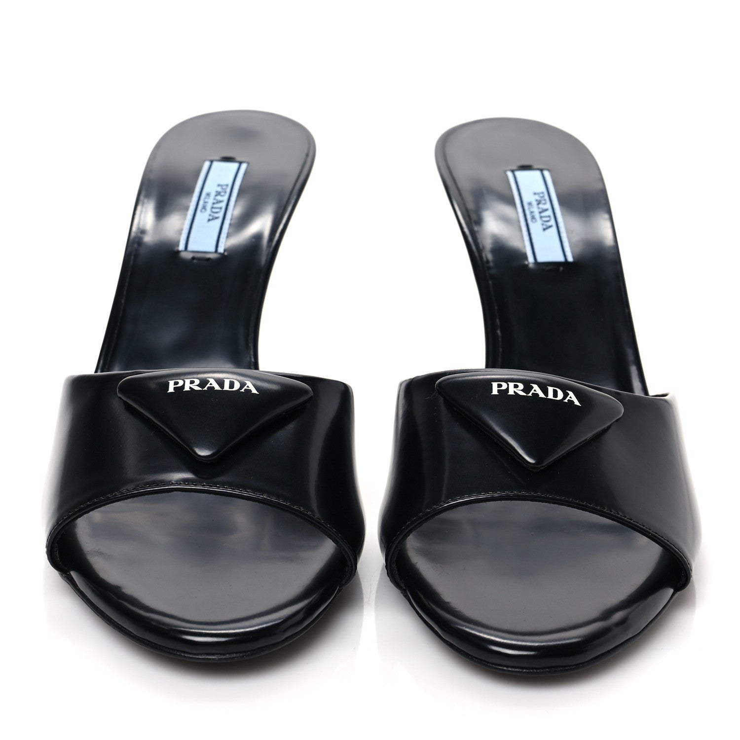 Prada Spazzolato Logo 75mm Slide Sandals 39 Black 2 of 8