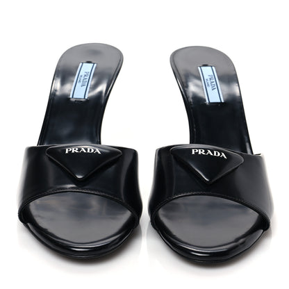 Prada Spazzolato Logo 75mm Slide Sandals 39 Black 2 of 8