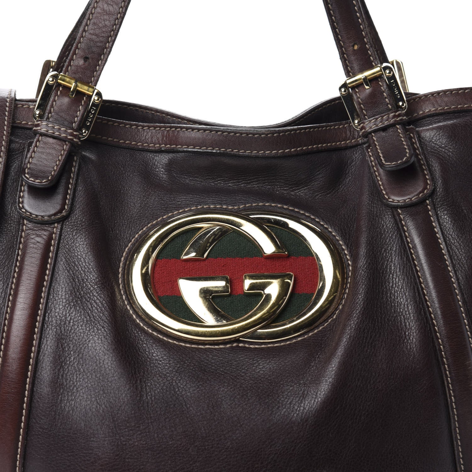 Gucci Calfskin Medium Britt Tote Dark Brown 14 of 14