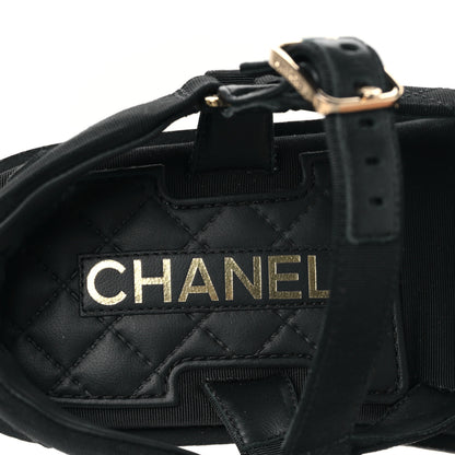 Chanel Grosgrain CC Platform Sandals 37 Black 7 of 9