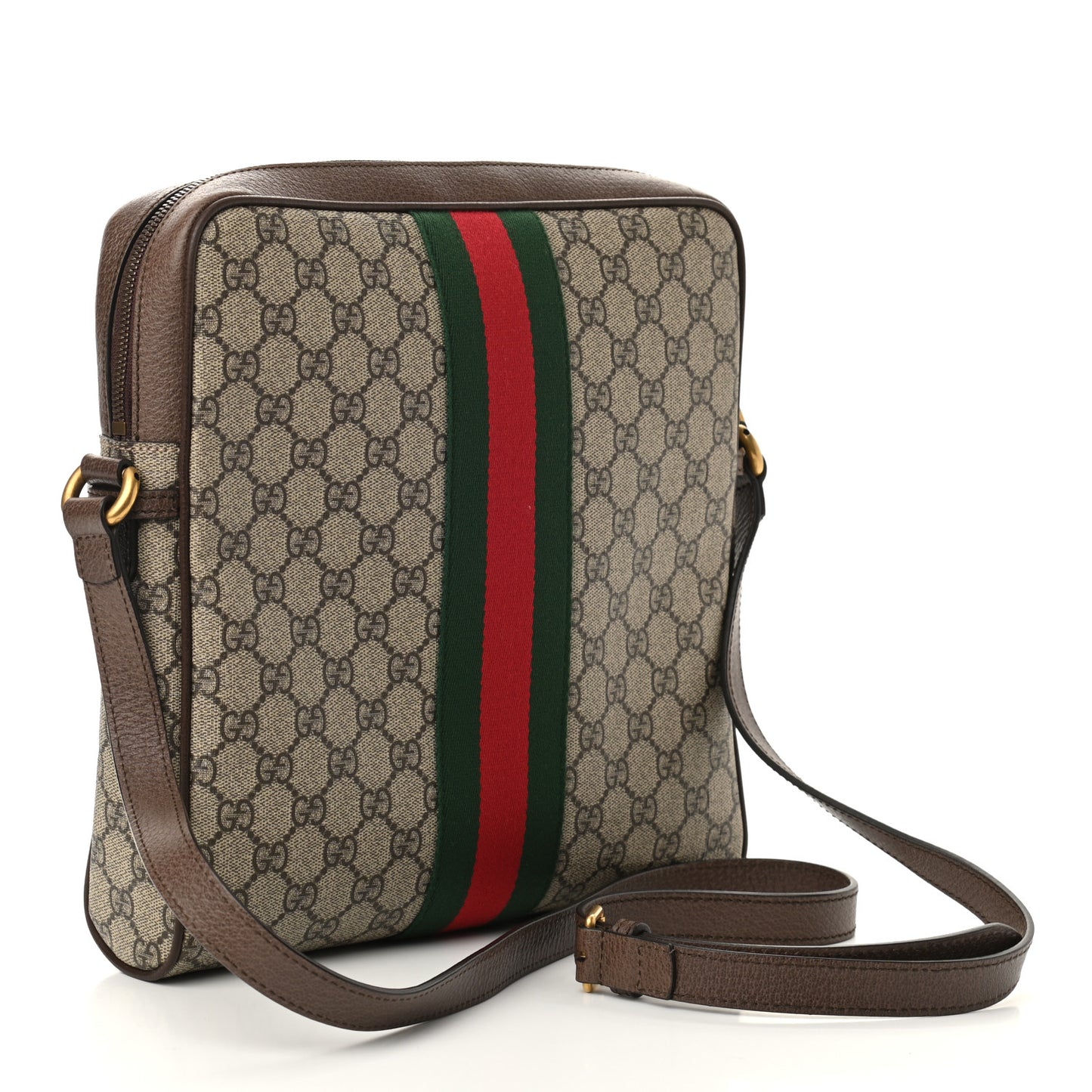 GG Supreme Monogram Web Medium Ophidia Messenger Bag Brown