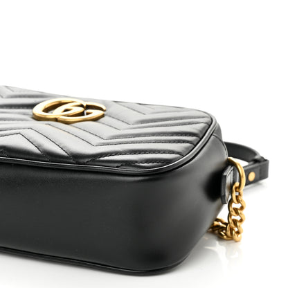 Gucci Calfskin Matelasse Small GG Marmont Chain Shoulder Bag Black 10 of 10