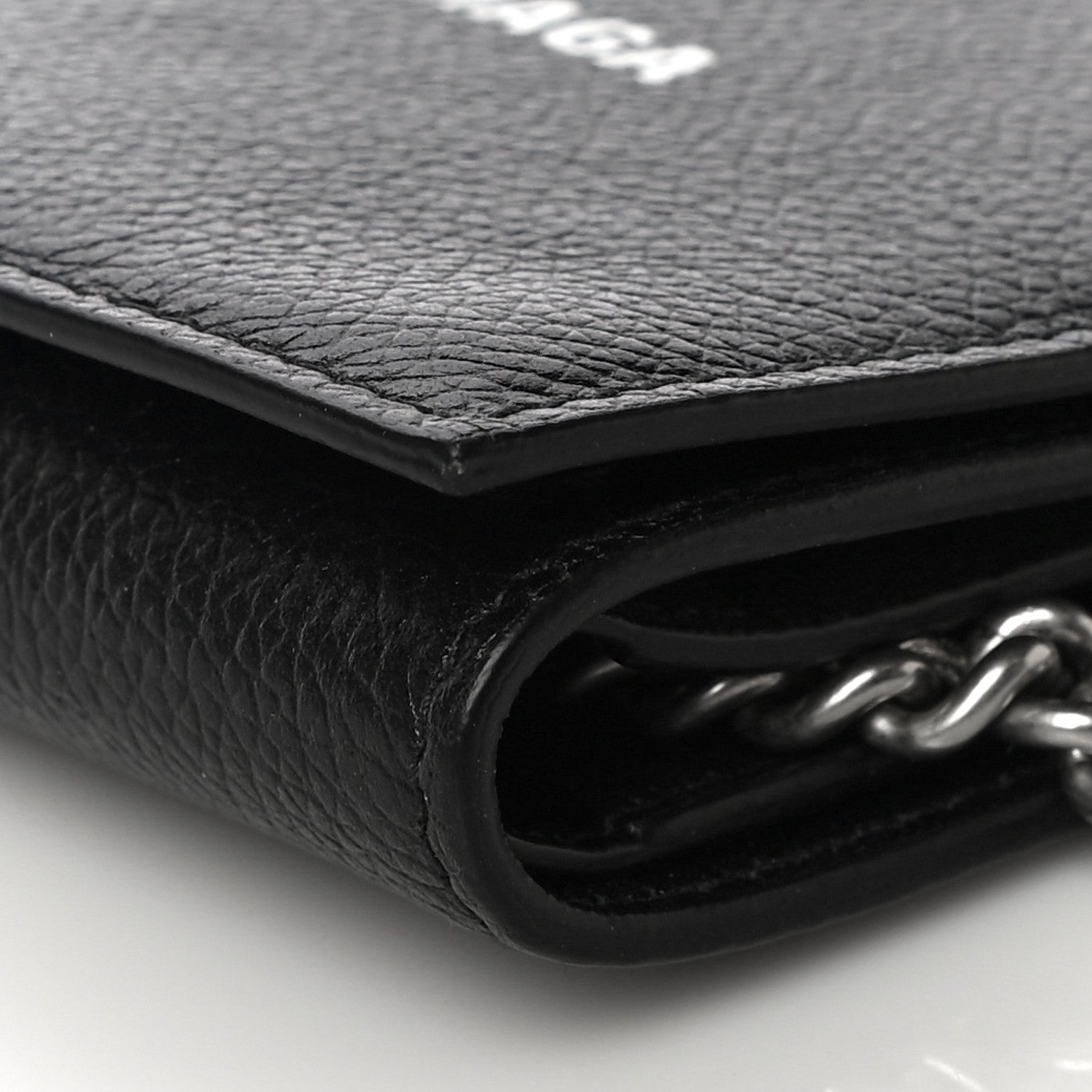 Balenciaga Grained Calfskin Logo Cash Chain Wallet Black White 6 of 13