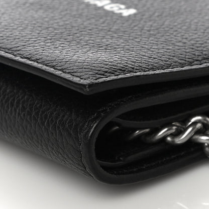 Balenciaga Grained Calfskin Logo Cash Chain Wallet Black White 6 of 13