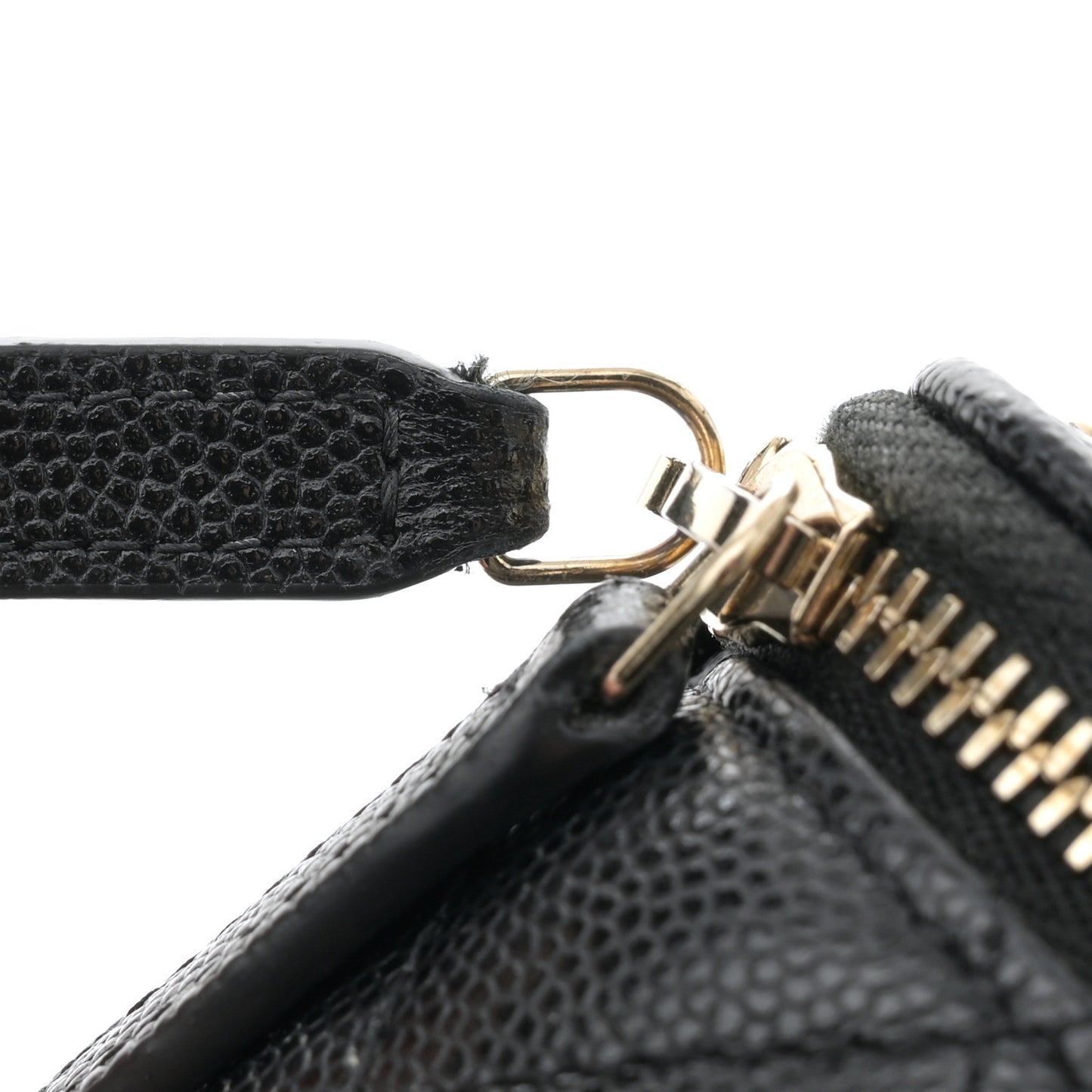 Caviar Quilted Small Vanity Case With Chain Black