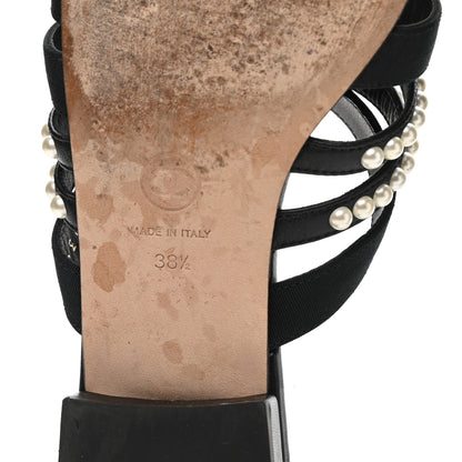 Chanel Grosgrain Pearl CC Flat Sandals 38.5 Black 6 of 10