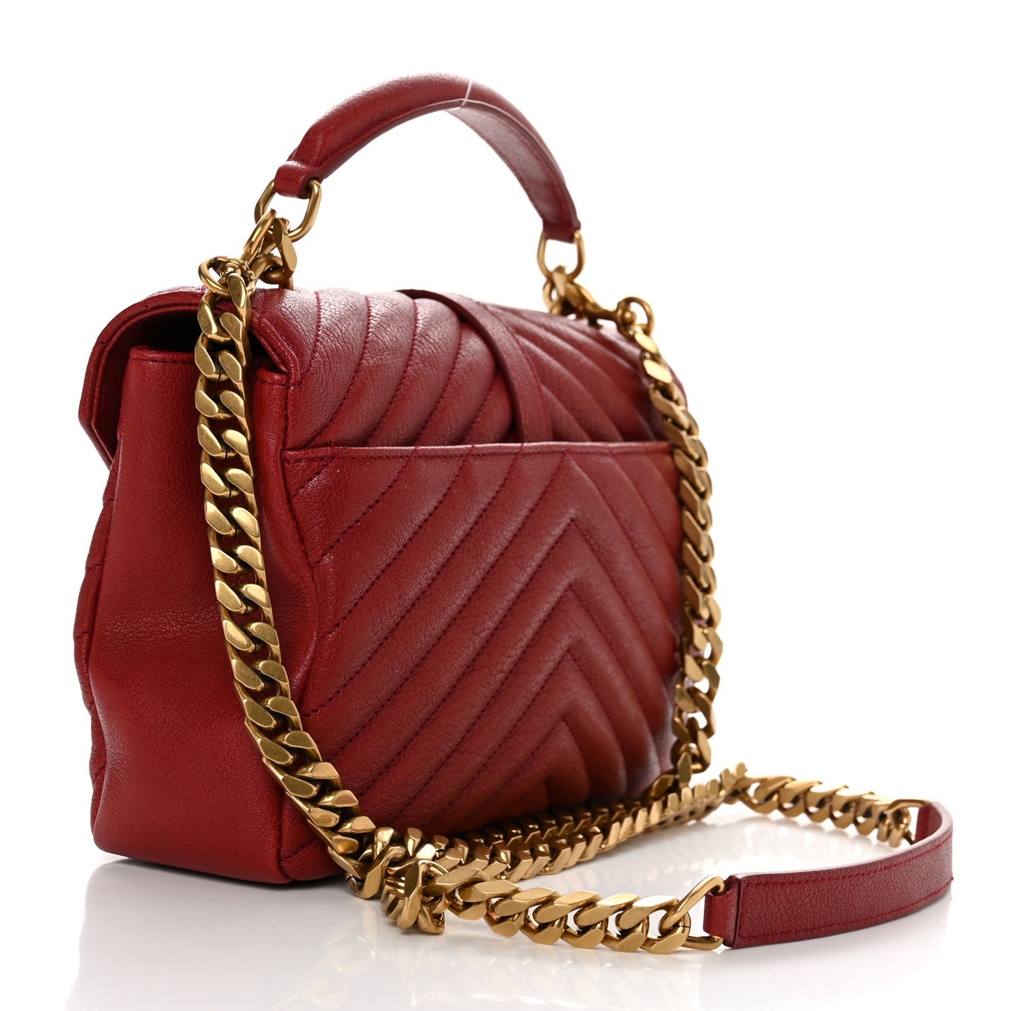 Sheepskin Matelasse Chevron Monogram Medium College Bag Opyum Red
