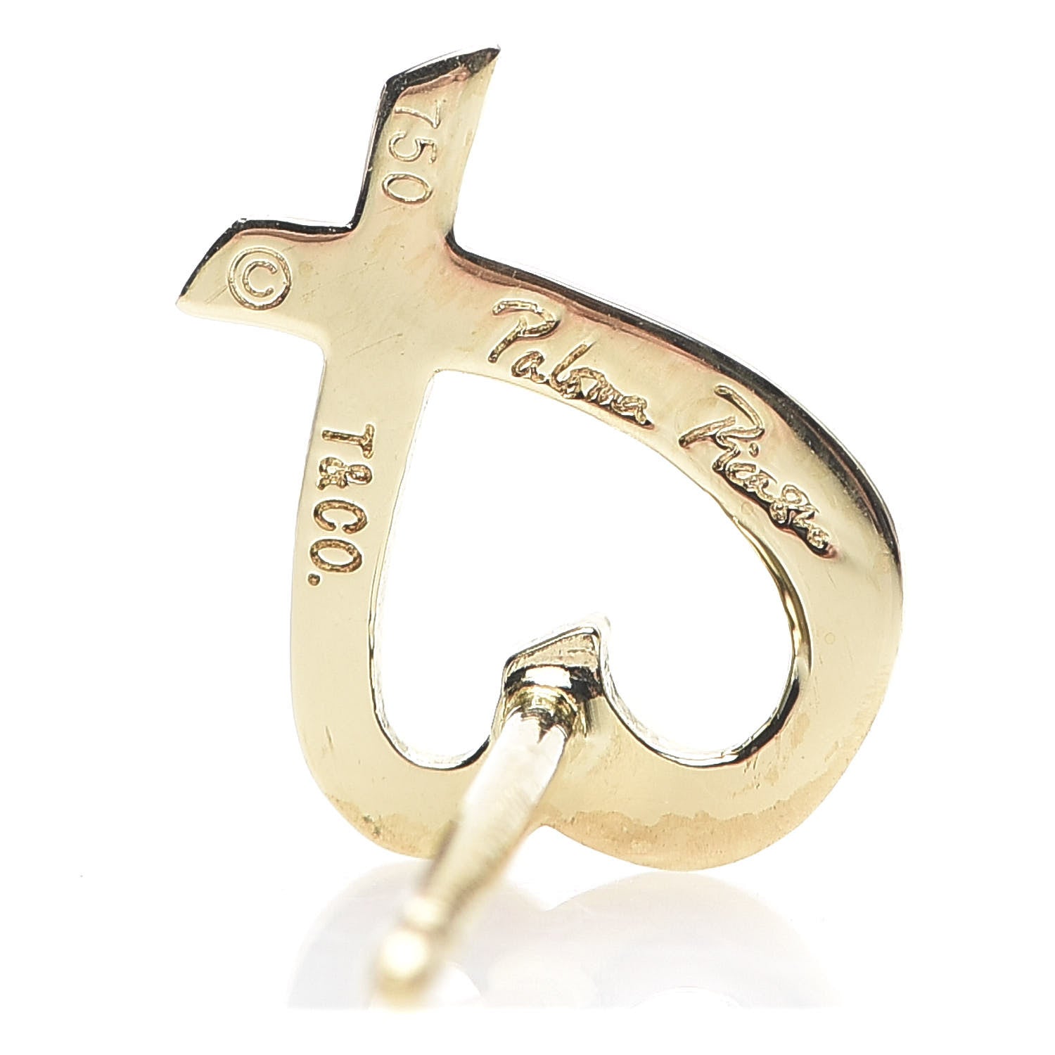 Tiffany 18K Yellow Gold Mini Paloma Picasso Loving Heart Earrings 4 of 4