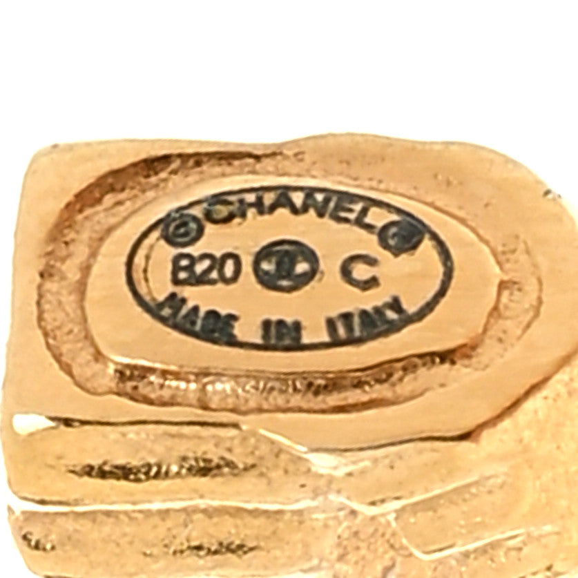 Chanel Baguette Crystal CC Drop Hoop Earrings Gold 4 of 5